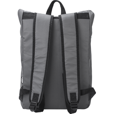 Picture of RPET ROLL TOP BACKPACK RUCKSACK in Grey.