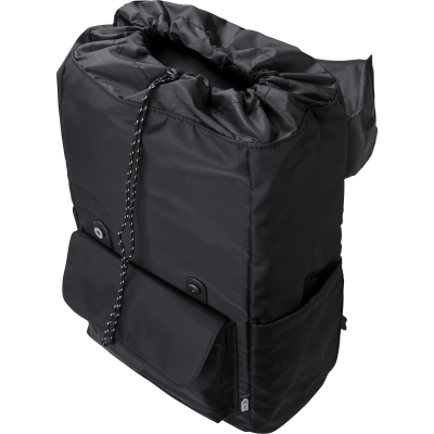 Picture of RPET WATER REPELLENT BACKPACK RUCKSACK in Black.