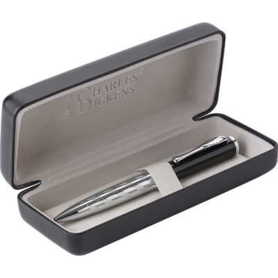 Picture of CHARLES DICKENS® METAL BALL PEN in Black.