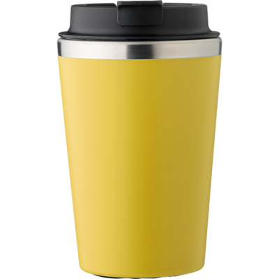 Picture of STAINLESS STEEL METAL DOUBLE WALLED TRAVEL MUG (350ML) in Yellow