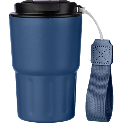 Picture of STAINLESS STEEL METAL DOUBLE WALLED TRAVEL MUG (320ML) in Blue