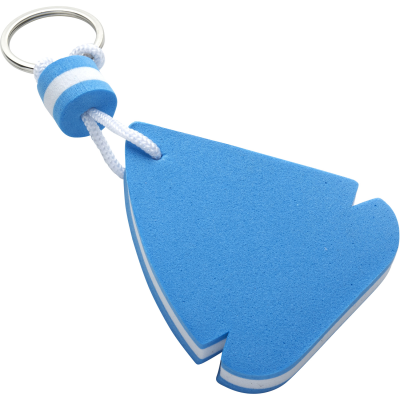 Picture of FOAM KEY HOLDER KEYRING in Blue & White.