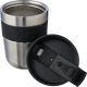 Picture of STAINLESS STEEL METAL DOUBLE WALLED TRAVEL MUG (300ML) in Black & Silver