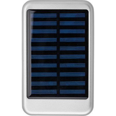 Picture of ALUMINIUM METAL SOLAR POWER BANK (4000 MAH) in Silver