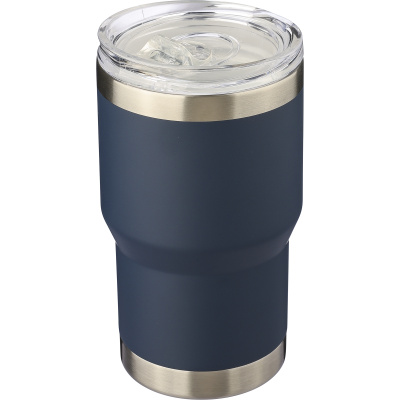 Picture of RECYCLED STAINLESS STEEL METAL DOUBLE WALLED TRAVEL MUG (350ML) in Blue
