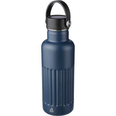 Picture of RECYCLED STAINLESS STEEL METAL DOUBLE WALLED DRINK BOTTLE (500ML) in Blue