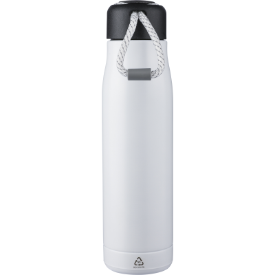 Picture of RECYCLED STAINLESS STEEL METAL DOUBLE WALLED BOTTLE (500ML) in White
