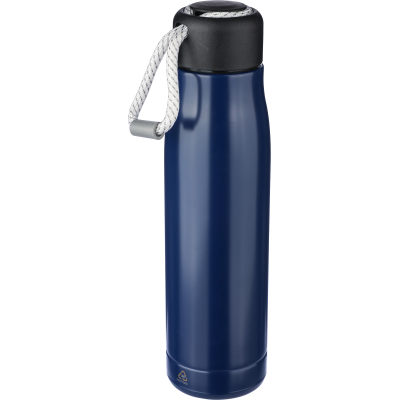 Picture of RECYCLED STAINLESS STEEL METAL DOUBLE WALLED BOTTLE (500ML) in Blue