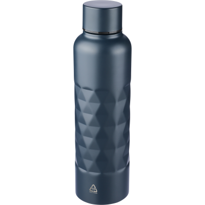 Picture of RECYCLED STAINLESS STEEL METAL SINGLE-WALLED DRINK BOTTLE (800 ML) in Blue