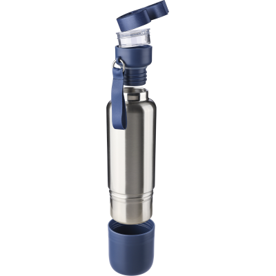 Picture of STAINLESS STEEL METAL DOUBLE WALLED BOTTLE (500ML) in Blue