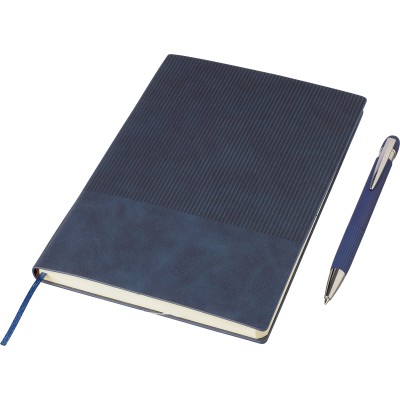 Picture of RECYCLED PU NOTE BOOK with Ball Pen Gift Set (Approx