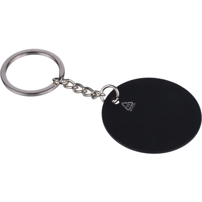 Picture of RECYCLED STAINLESS STEEL METAL KEYRING in Black