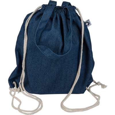 Picture of RECYCLED DENIM DRAWSTRING BAG in Blue