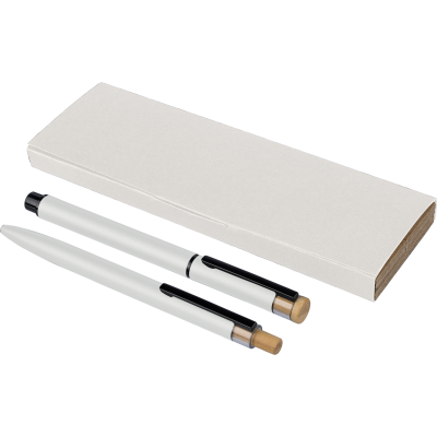 Picture of RECYCLED ALUMINIUM METAL PEN SET in White