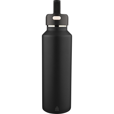 Picture of RECYCLED STAINLESS STEEL METAL DOUBLE WALLED BOTTLE (600ML) in Black