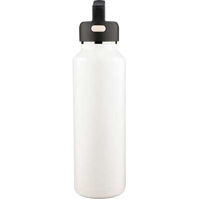 Picture of RECYCLED STAINLESS STEEL METAL DOUBLE WALLED BOTTLE (600ML) in White