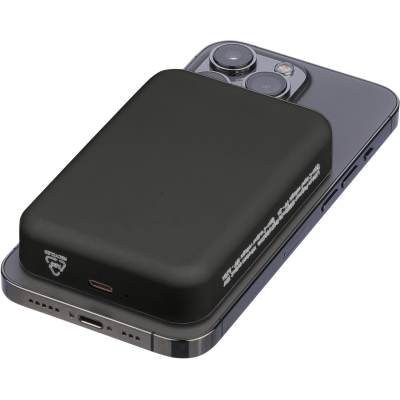 Picture of RECYCLED CORDLESS CHARGER POWERBANK (10,000MAH) in Black