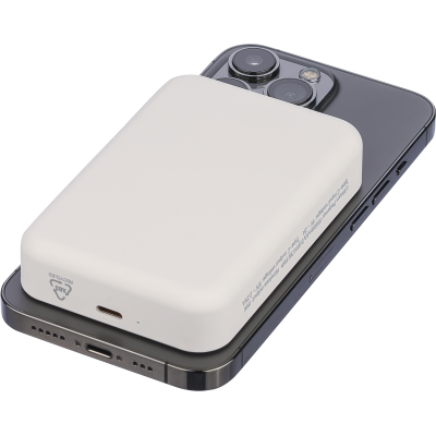 Picture of RECYCLED CORDLESS CHARGER POWERBANK (10,000MAH) in White