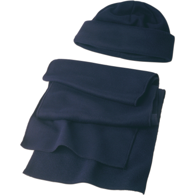 Picture of FLEECE BEANIE AND SCARF (EMBROIDERED) in Blue