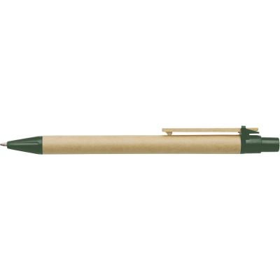 Picture of BALL PEN with Cardboard Card Barrel in Green.