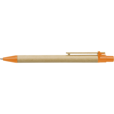 Picture of BALL PEN with Cardboard Card Barrel in Orange.