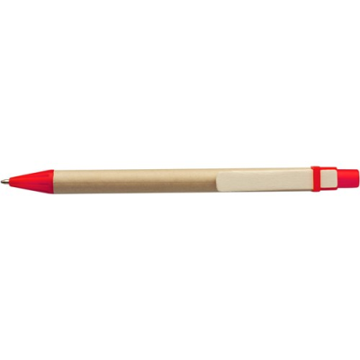 BALL PEN with Cardboard Card Barrel in Red.
