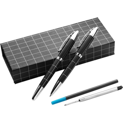 Picture of METAL BALL PEN AND ROLLERBALL PEN in Black & Silver.