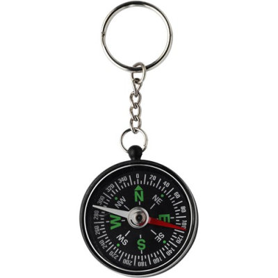 Picture of KEY HOLDER KEYRING with Compass in Black.