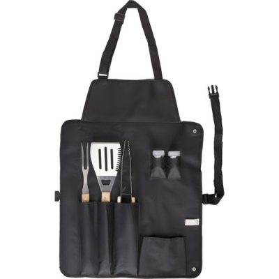 Picture of BARBECUE SET APRON, 6PC in Black.