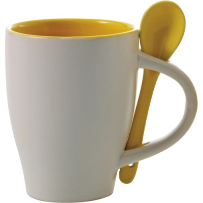 Picture of COFFEE MUG with Spoon in Yellow