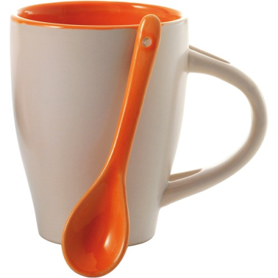 Picture of COFFEE MUG with Spoon in Orange