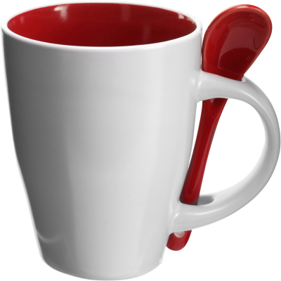 Picture of COFFEE MUG with Spoon in Red.