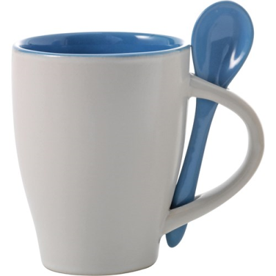 Picture of COFFEE MUG with Spoon in Light Blue