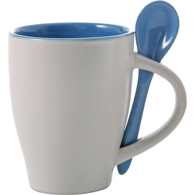 Picture of COFFEE MUG with Spoon in Light Blue.