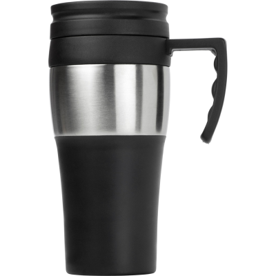 Picture of TRAVEL MUG, 500ML in Black & Silver.