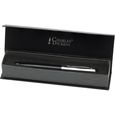 Picture of CHARLES DICKENS® BALL PEN in Black & Silver.