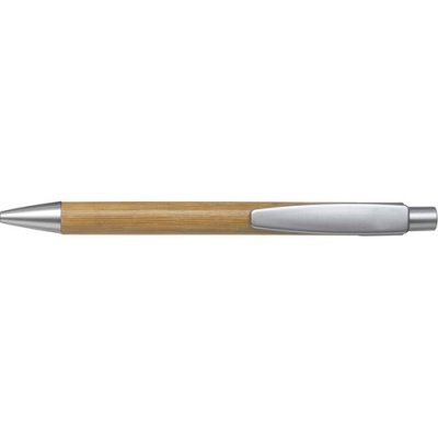 Picture of BALL PEN with Bamboo Barrel in Silver