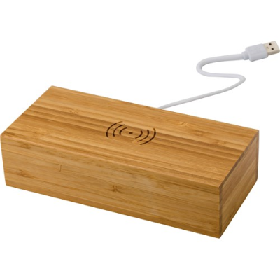 Picture of BAMBOO CORDLESS CHARGER AND CLOCK in Bamboo