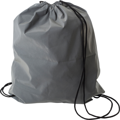 Picture of SYNTHETIC FIBRE (190D) REFLECTIVE DRAWSTRING BACKPACK RUCKSACK in Grey