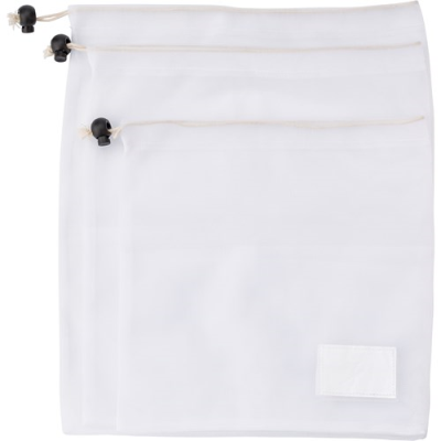 Picture of RPET MESH BAGS (SET OF 3) in White.