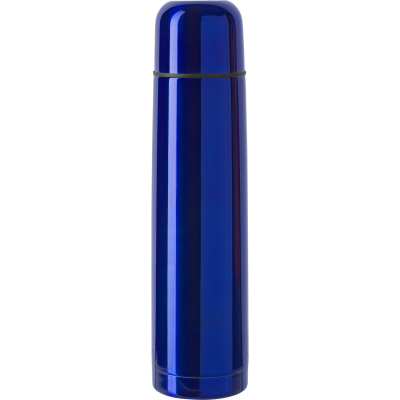 Picture of STAINLESS STEEL METAL DOUBLE WALLED VACUUM FLASK (1000ML) in Cobalt Blue.