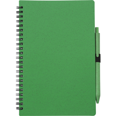 Picture of WHEAT STRAW NOTE BOOK with Pen (Approx A5) in Green