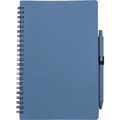 Picture of WHEAT STRAW NOTE BOOK with Pen (Approx A5) in Blue