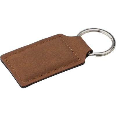 Picture of PU KEY HOLDER KEYRING in Brown.