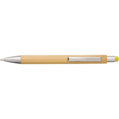 Picture of THE LEX - BAMBOO AND PLASTIC BALL PEN in Yellow.