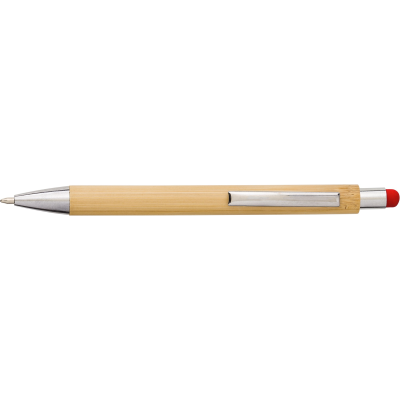 Picture of THE LEX - BAMBOO AND PLASTIC BALL PEN in Red