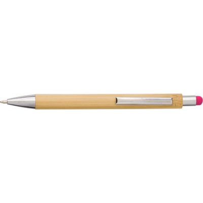 Picture of THE LEX - BAMBOO AND PLASTIC BALL PEN in Fuchsia.