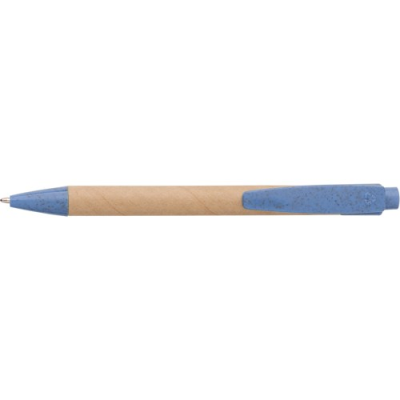 Picture of CARDBOARD CARD AND WHEAT STRAW BALL PEN in Blue.