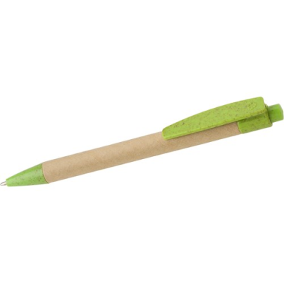 Picture of CARDBOARD CARD AND WHEAT STRAW BALL PEN in Light Green.