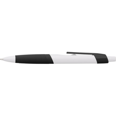 PLASTIC BALL PEN with Rubber Grip in Black.